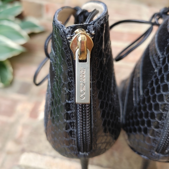 PRISTINE! JIMMY CHOO "FELINE" BLUE SUEDE AND ELAPHE SNAKE BOOTIES, 39 - Picture 11 of 16